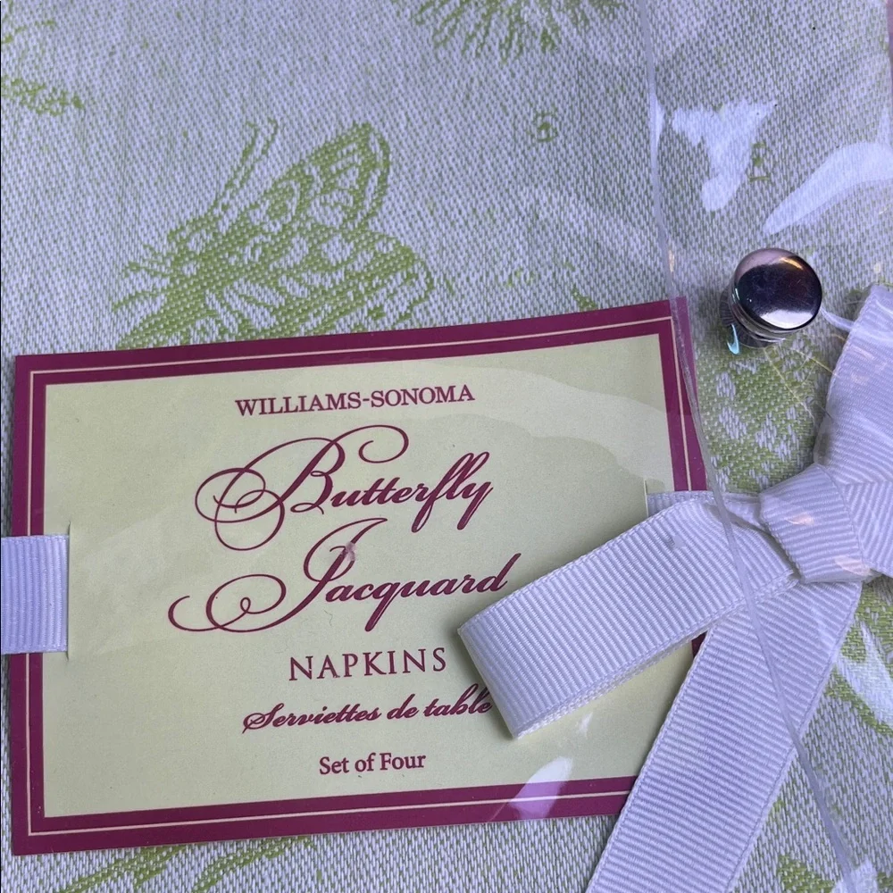 Vintage William Sonoma Butterfly Jacquard Napkins NEW Rare